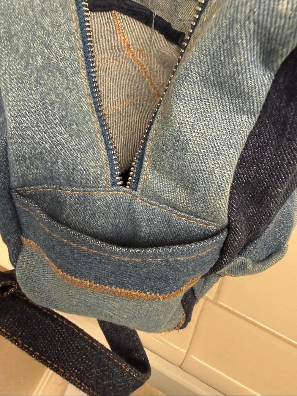 BDG Patchwork Denim Mini Backpack - Blue - Picture 6 of 9